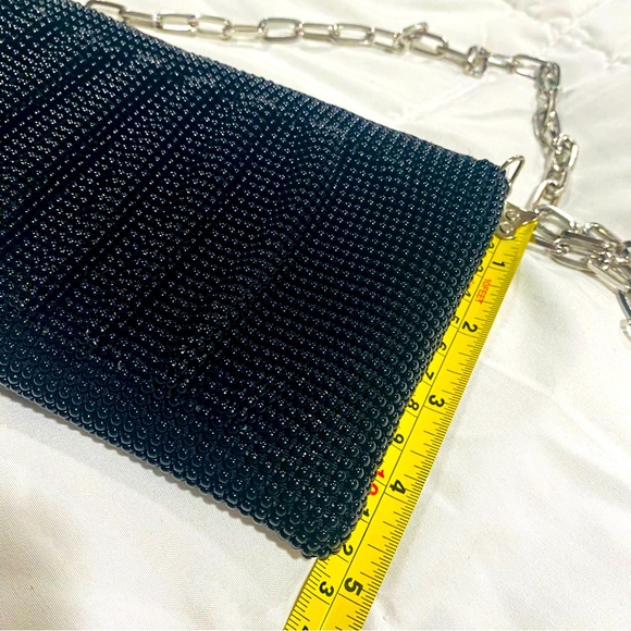 Vintage Black Beaded Evening Bag Silver Chain Zip Closure La Regale EUC - Picture 8 of 11